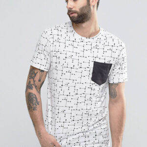 Comfortable Rich Design Half Sleeve White T Shirt with Black Lines